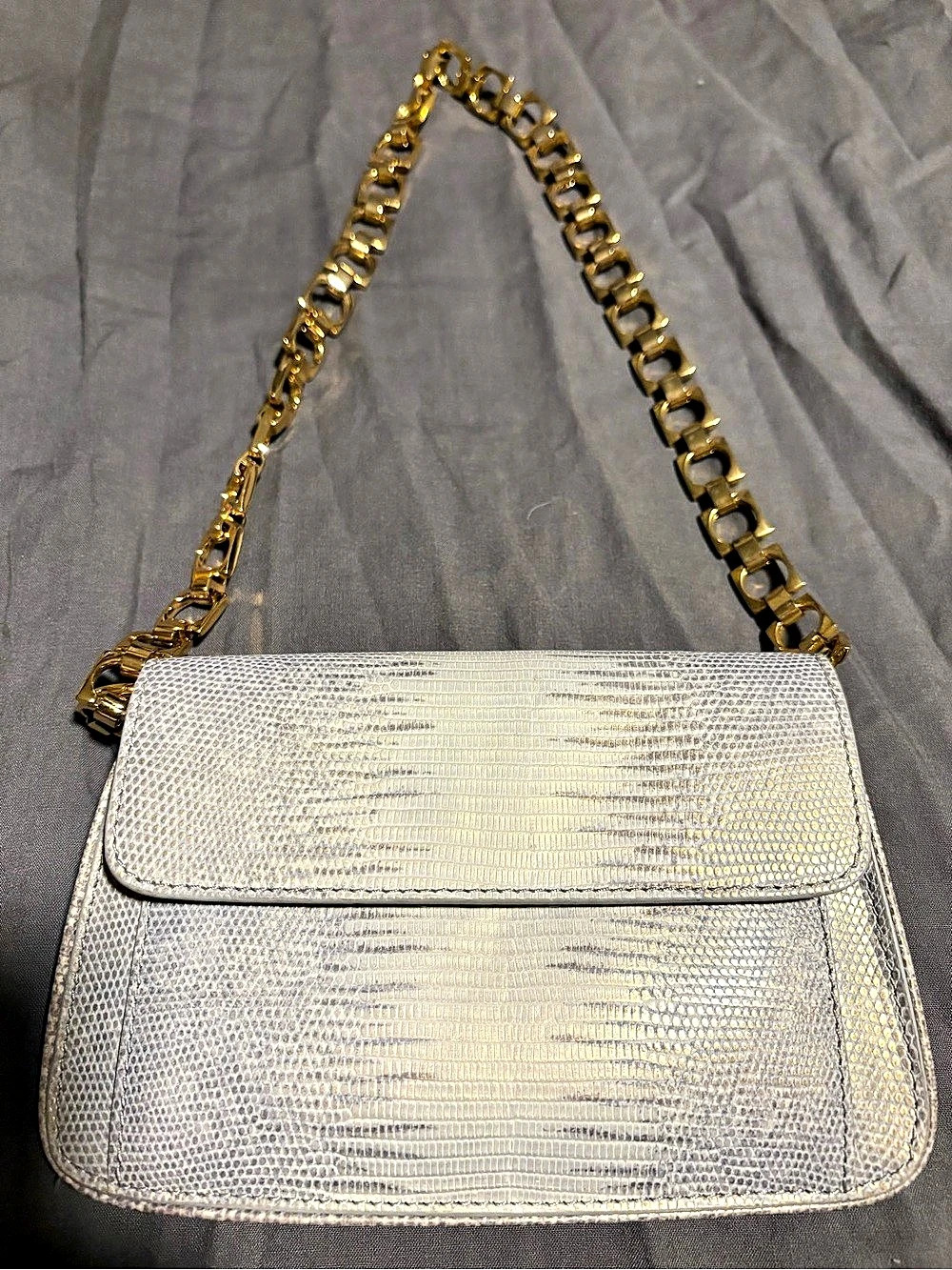 Cole Haan Metallic Gold
Lizard-Embossed Shoulder Bag with Chain Strap